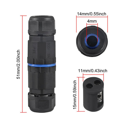 IP68 Waterproof 4 Pack Connectors For Outdoor Use 2 Way 2 Pin Junction Box Electrical Cable Connector 3.5-6.5mm dimensions