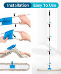 Installation steps of Straight Up Heavy Duty Commercial Dust Mop With Extra Long Handle And Premium Absorbent Cotton Pad for easy use.
