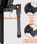 Close-up of the straddle leg mechanism on a Heavy Duty Full Electric Walkie Pallet Stacker With Straddle Legs.