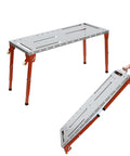 Heavy Duty Portable Welding Table Built Tough With A Rock Solid 1000 Lb Load, foldable steel bench with adjustable legs and casters.