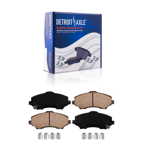 Front Brake Kit With Ceramic Rotors And Pads For Chrysler Town And Country Dodge Journey Grand Caravan Ram C V Routan Fits Only Single Piston Front Caliper Includes 11.89 Inch Rotors displayed with box and ceramic pads and hardware.