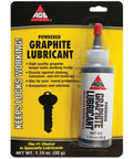 Mr Zip Graphite Powdered Lubricant 1.13 Oz Bottle in packaging for smooth zipper and lock operation, quick drying friction reducer.