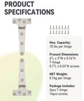316 Stainless Steel T Hinges 6 By 3 In Built To Last Heavy Duty Marine Grade Door Hinges That Resist Rust With Mirror Polish Finish Weatherproof For Coastal Use And Harsh Environments; product specifications with hinge and screws