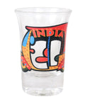 Top Shelf Indian Inspired Auto Rickshaw And Taj Mahal Motif 30 Ml Shot Glass featuring vibrant auto design for party use.