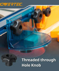 Double Cut Profile T Track And Knob Kit For Woodworking Jigs, 24 Inch Universal T Track Bars with 7 Star Knob close-up view.