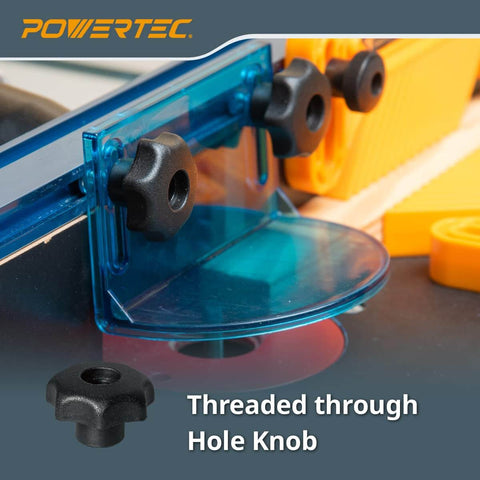 Double Cut Profile T Track And Knob Kit For Woodworking Jigs, 24 Inch Universal T Track Bars with 7 Star Knob close-up view.