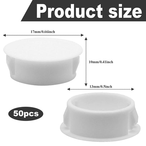 50 Pcs White Plastic Hole Plugs Set For Furniture And Panels Half Inch Round Flush Mount Snap In Hole Plugs Fits 13mm Holes