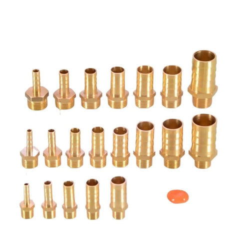 Brass Pipe Fitting Set 6mm 8mm 10mm 12mm 14mm 16mm Hose Barb Tail With BSPT Male Connector 1/8 3/8 1/4 Copper Coupler Adapter