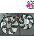 Heavy Duty Direct Bolt On Dual Radiator And Condenser Cooling Fan Assembly For Vw Golf Jetta Rabbit Beetle 2006 To 2019 2.5L top view with wiring