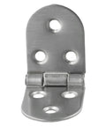 Self Supporting Flush Hinge For Folding Sewing Machine Table And Cabinet Hardware Makes Your Furniture Super Easy To Fold Flat In Style, stainless steel, front view, multiple mounting holes.