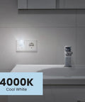 Two Pack 0.6W Non Dimmable LED Night Light Bulbs C7 Candelabra Base Clear Finish 4000K Cool White in a bathroom setting