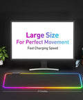 RGB Gaming Mouse Pad With Led Lights Large Size Big Mouse Mat For Pro Gamers And Casual Players Featuring 14 Lighting Modes And Power Off Memory in desk setup.
