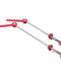 Red Titanium Alloy Quick Release Skewer Lever For Mountain And Road Bikes, Ultra Lightweight Wheel Fastener with visible springs
