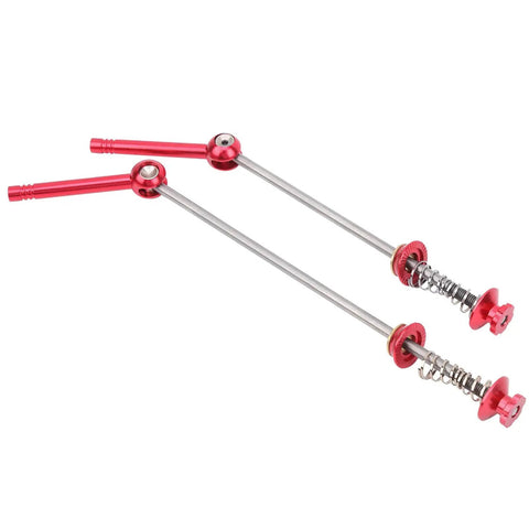 Red Titanium Alloy Quick Release Skewer Lever For Mountain And Road Bikes, Ultra Lightweight Wheel Fastener with visible springs