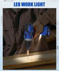 Cordless Drill Kit With Battery And Charger, 18 Plus 1 Clutch, 220 In Lbs Max Torque, used for wood drilling, Blue.