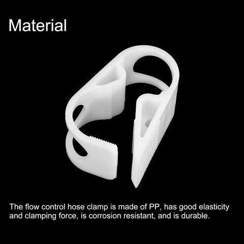 Adjustable Tubing Clamps For 1/2 To 3/4 Inch Tubing 5 Pack Dope Lab Grade Hose Clamps made of durable PP material.