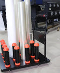 Vinyl Roll Storage Cart With Handle Mobile 16 Roll Capacity Heavy Duty Digital Media Stand Holds 3 Inch Core Rolls Black