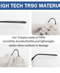 High tech TR90 material temple arms for eyeglasses, durable and lightweight, showing features and flexibility.