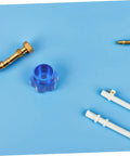 Blue Alloy Valve Handwheel Knob With 6mm Hole For Outdoor Faucet Spigot Handle Replacement on blue background