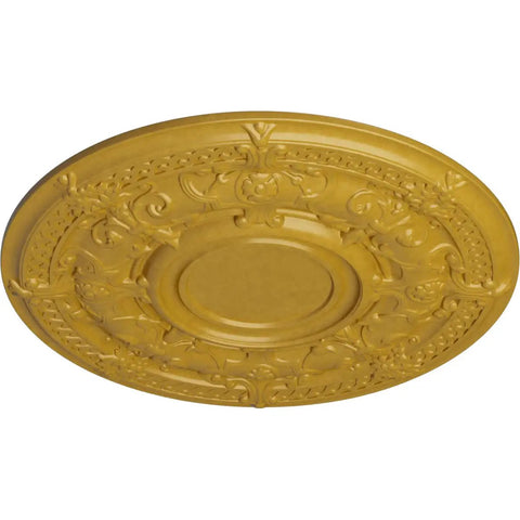 Dauphine Ceiling Medallion In Iridescent Gold, 33 7/8 Inch Outer Diameter, 1 3/8 Inch Projection, Hand Painted Detail