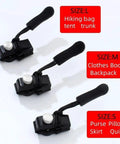 Image of a 6-Piece Zipper Repair Kit with removable heads for luggage, bags, backpacks, and clothes showing different sizes: L, M, S.