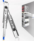 Beefy 500 Lbs Heavy Duty Drawer Slides With Lock, 52 Inch Sliding Rails (1300mm), Ball Bearing Smooth Operation, Rust Resistant Finish For Cabinets, Tool Chests, And Workshops installed on cabinet drawer
