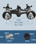 Wall Mount Bathtub Faucet With Telephone Handheld Sprayer, Dual Hot And Cold Mixer, dimensions illustration with fittings