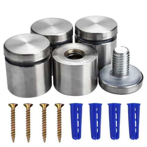 Beefy 1 Inch Stainless Steel Standoff Screws 4 Pack Rock Solid Wall Mount Spacers For Glass Acrylic Frames With Tight Threading And Rust Proof Finish For Quick No Sweat Installation with screws and wall plugs
