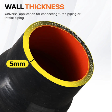 Close-up view of a Silicone Reducer Coupler Hose 1.5 To 1.75 Inch ID Straight 4 Ply Reinforced 5mm Thick with interior color.