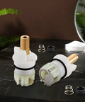 Leak Free Delta Two Handle Faucet Repair Kit with Stem Assembly, showing brass stems, springs, and rubber seats, 2 pack