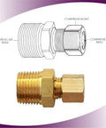 Brass ice-maker water-line fitting, 3/8 in NPT male to 1/4 in compression, 5-pack