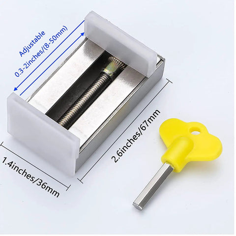 Heavy Duty Sliding Door Lock And Security Bar Kit White Aluminum Stopper With Window Clips Child Proof Locks And Door Alarms For Extra Home Safety Everyday, adjustable lock and yellow key