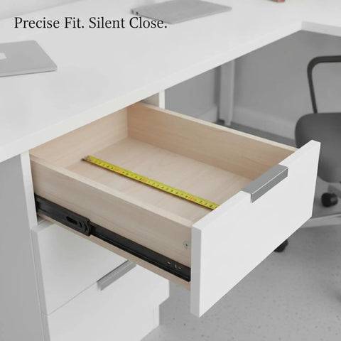 Open drawer showing Stainless Steel Soft Close Drawer Slides For Kitchen Cabinets And Wardrobes Built To Last Full Extension Quiet Heavy Duty Glides With Smooth Operation And Easy Install Replacement Hardware For Cabinet Drawers.
