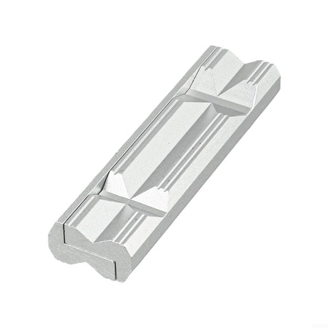 Heavy Duty Steel Machinist Vise Featuring V Shape Aluminum Alloy Jaws For Secure Pipe Clamping and CNC Milling Tasks, close-up view.