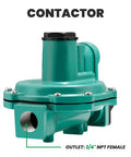 Watflow LP-Gas two-stage propane regulator, back-mount, green body; 3/4-in NPT female outlet.