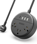 Ultra Flat Plug Power Strip With USB Ports And Wall Mount Space Saver 5ft Extension Cord 3 Outlets And 4 USB Ports Including One USB C Travel Friendly Desktop Charging Hub For Home Office Dorm Black
