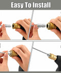 4 Pack High Pressure Washer Nozzle Tips With 1/4 Quick Connect installation steps showing hand attaching needle nose tip to wand