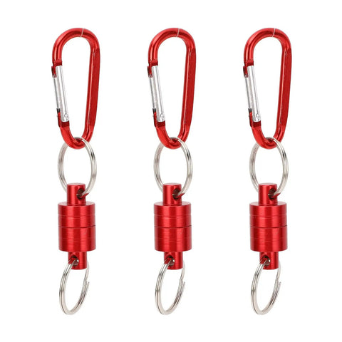Set of 3 red Powerful Magnetic Keychain With Aluminum Alloy Quick Release Buckle, Lightweight Portable Key Holder For Easy Access To Tools