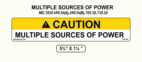Outdoor PV Solar System Caution Labels Pack of 20 With Heavy Duty Adhesive And UV Resistant Finish Five And Three Quarters By One And One Eighth Inch Multiple Power Source Warning Decals For Electrical Panels