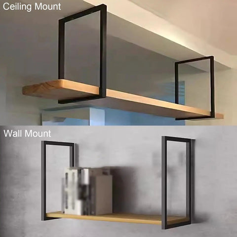 Rock Solid Metal Floating Shelf Brackets Wall And Ceiling Mount Hardware No Wooden Planks Included Steel Frame Strength Sweet Upgrade For Kitchens Bars Living Rooms Dining Areas Black Three Pack featuring ceiling and wall mounts.