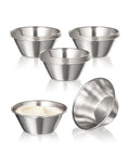 12 Pack One And A Half Ounce Stainless Steel Dipping Sauce Cups Reusable Metal Ramekins Commercial Grade Condiment Bowls