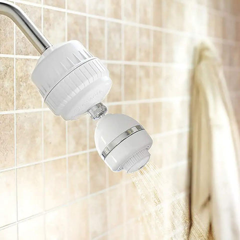Shower Water Filter System That Kicks Chlorine And Pollutants To The Curb For Softer Hair, Clear Skin, And Healthier Showers, Reduces Iron Lead Mercury And Hydrogen Sulfide With Easy Install installed on shower head