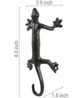 Gecko Shaped Door Pull Handles Set Of 2 In Rustic Dark Coffee Cast Iron Heavy Duty Commercial Grade Sliding Door Hardware, 8-inch size