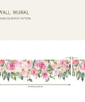 Peel And Stick Floral Wall Decal Kit 6 Piece Set Easy To Install Featuring Peony And Rose Flowers in seamless pattern for decor.