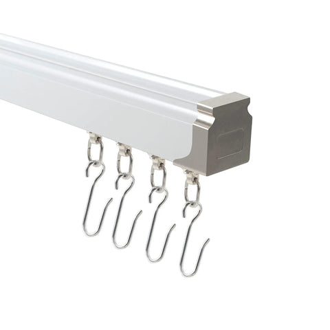 Heavy Duty Curtain Track System For Ceiling Mount, 16.4 Ft Aluminum Curtain Rail Set With Rollers, Hooks, Brackets, And End Caps, Ideal For Thick Curtains, Room Dividers, And Easy Ceiling Installation, aluminum rail with hooks and end cap