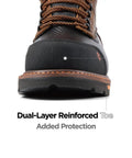 Close-up of toe on 6 Inch Waterproof Composite Toe Work Boots For Men With Crazy Horse Leather Tough As Nails Goodyear Welt Slip Resistant
