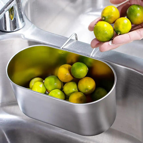 Super Solid Stainless Steel Hanging Sink Strainer Basket That Makes Catching Food Scraps Absolute No Sweat For Kitchen Drains Filters Gunk And Washes Produce Dead Simple Silver Finish