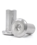 Kid Safe M6 X 15mm Binding Barrel Caps For Cribs, Zinc Plated Steel Screw Parts Compatible With Ikea Part 110301, close-up view of metal caps.