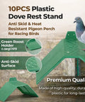 10-Piece Plastic Dove Rest Stands With Anti-Skid And Heat-Resistant Design, green perch for racing birds in use with pigeon