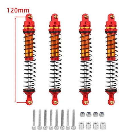 Beefy Metal 4 Piece RC Shock Absorber Set 120mm For 1 To 10 Scale RC Crawlers Like Axial SCX10 90046 AXI231017 And TRX4 Wraith D90 Upgrades With Copper Sleeve For Tight Fit And Smooth Damping